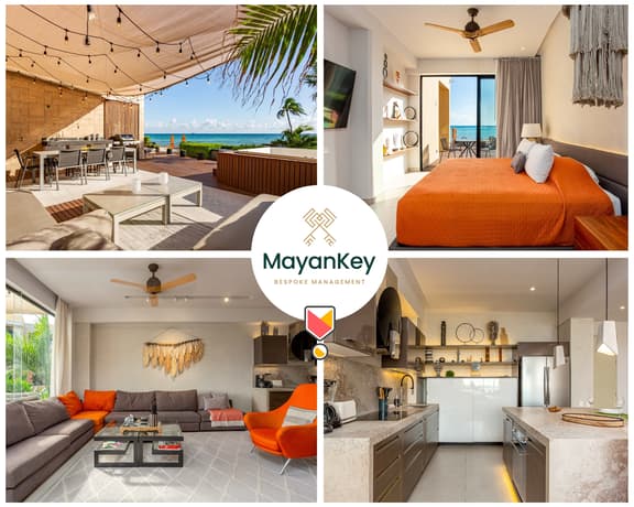 Stunning Beachfront 3BR Condo | Private Pool | Gym